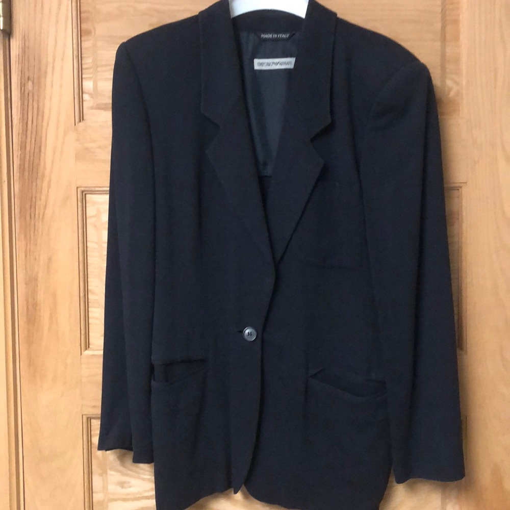 Emporio Armani Navy Crepe Blazer